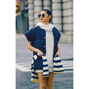 Anthropologie Pilcro Puffer Vest Navy One Size Snap Button Versatile Modern City